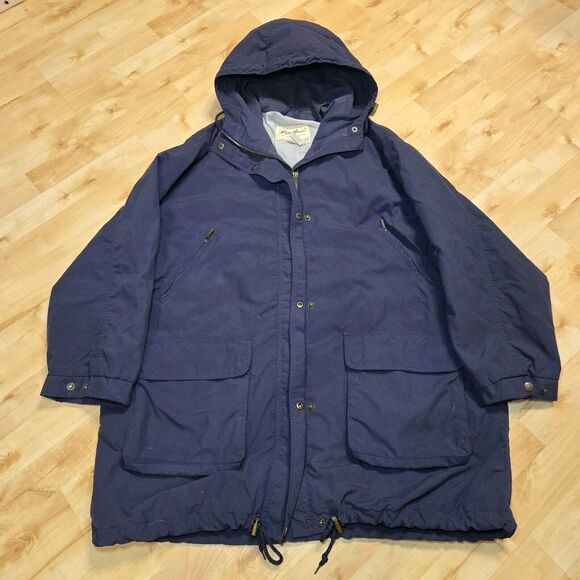 Vintage Eddie Bauer‎ Nylon Full Zip Rain Spring Jacket Blue Large - Picture 1 of 9